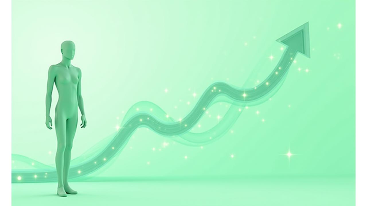 A visual representation of progress, perhaps a timeline or a series of charts indicating health improvement over time, with a confident, healthy-looking silhouette of a person in the foreground.