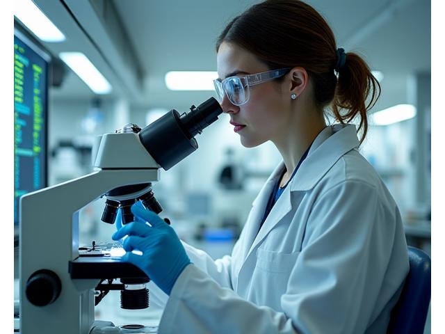 Scientist examining supplements in a lab, representing rigorous research.