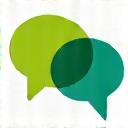 A stylized icon of intertwined speech bubbles and simple geometric shapes representing community feedback and user experience integration.